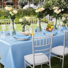 缎面桌布套装，1 块桌布 + 6 块餐巾，矩形缎面桌布，表面光亮光滑，婚宴宴会桌装饰 - 彩色 - 查看 8