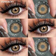 FUNSACHY 1 对韩国蓝色隐形眼镜时尚彩色隐形眼镜灰色瞳孔棕色隐形眼镜年度彩色镜片