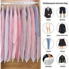 Top Clothes Hanging Garment Dress Clothes Suit Coat Dust Cover Home Storage Bag Pouch Case Organizer Wardrobe Hanging Clothing - 全黑 - 查看 3