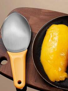1pc Stainless Steel Mango Slicer, Mango Peeler, Avocado Pitter, Multifunctional Fruit Cutter, Watermelon Spoon - Yellow - View 3