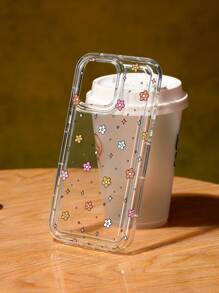 Flower & Little Star Print Clear Case Compatible With IPhone 16/11/12/13/14/15/15pro/15 Plus/15 Promax/7plus/8plus/X/Xs Max/Xr/11pro/12pro/13pro/14pro/12mini/13mini/11promax/12promax/13promax/14promax/14plus/6/6s/6plus/7/8/16Pro/16plus/16promax/Se& Galaxy/A54/A14/A12/A13/A15/A32/A33/A24/A52S/S20/S21/S22/S23/S24/S23Plus/S24ultra/S25,International Version, Not The Domestic Version - Multicolor - View 5