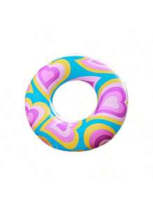 Inflable Jelly Love Heart Design Floating Water Beach Swimming Ring, rosa púrpura