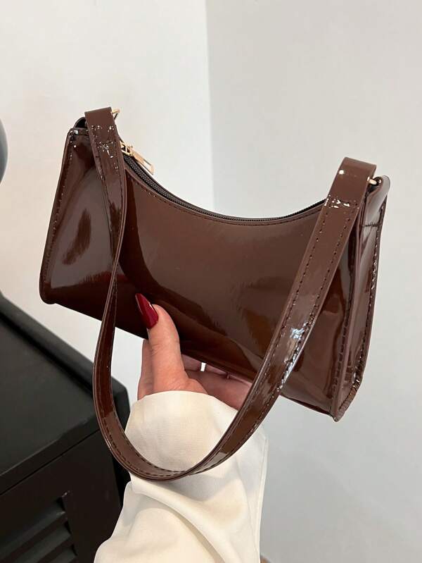 Solid Color Embossed Geometric Shoulder Bag, Zipper Underarm Women's Shoulder Bag, Fashion Retro Zipper Bag, Casual Waterproof Handbag For Teen Girls, Women, College Students, Rookies & White-Collar Workers, Perfect For Office, Work, Business, Commute, Best Work Bag For Women, Vintage Bag For Women