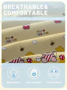 1pc Cartoon Frog Prince Pattern Printed Brushed Fitted Sheet, Bedroom Printed Bed Cover, Bedding (Pillowcase Not Included) - Multicolor - View 6