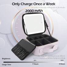 Travel Cosmetic Train Case With Lighted Mirror 3 Color Scenarios Cosmetic Bag Organizer With Adjustable Dividers Makeup Storage For Women, Makeup Accessories & Tools Case Violet Grey