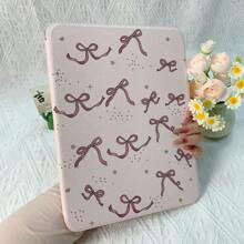 1 Pc Pink Bow 720 Swivel Tablet Case, Ipad 10 Case (With Pen Slot), Clear Crystal Back Cover, Sleep/Wake Support Compatible With Apple IPad Mini 6/7, 9.7/10.2/10.5 Inches, Air 4/5/6, 10th Gen, 10.9 Inches, Pro 11 Inches, Air 11 (M2), Air 13 And Pro 11 (M4), HW, XM. - Multicolor - View 3