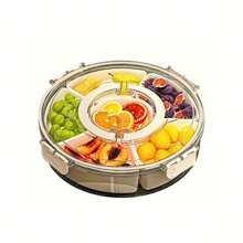 Rotating Snack Tray With Lid And Handle - Multi-Compartment Fruit And Vegetable Serving Platter, PP Material - Ideal For Tacos, Christmas Parties, And Travel Picnics, Taco Holder