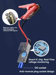 3000A Portable Car Jump Starter With Air Compressor - 12V Battery Booster, LED Indicators, USB Fast Charging Output, Multi-Protection, Includes Jump Cables, Air Pump And Car Adapter - Multicolor - View 9