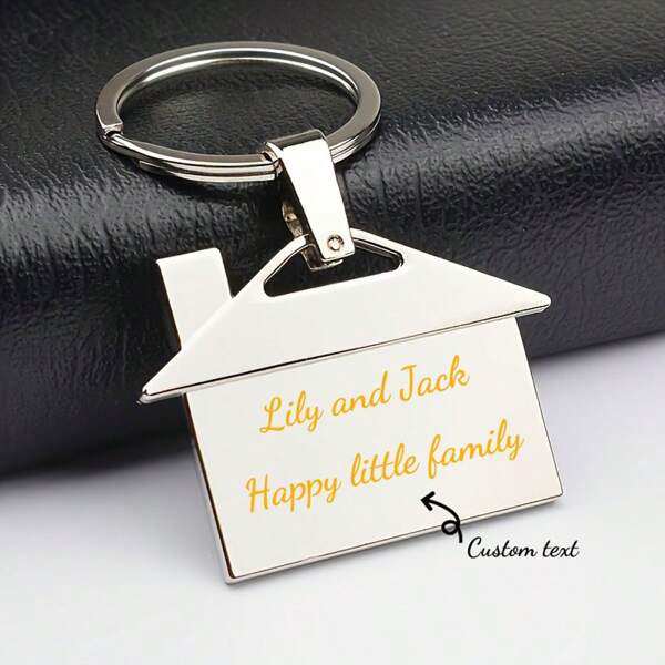 1pc Customized House Shaped Keychain, Fashionable & Minimalist Design, Zinc Alloy Material Can Be Engraved With Text, Great Housewarming Gift, Ideal Home Souvenir