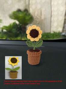 1 件手工编织汽车花盆带人造花装饰，创意礼品饰品，可爱汽车配件 - 彩色 - 查看 11