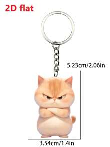 1pc 2D Acrylic Angry Cat Design Pendant/Keychain/Backpack Charm, Decorative Gift