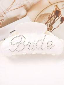 1pc Women White Diamond Embellished Semi-Circular Claw Hair Clip, Elegant Hair Styling Accessory For Daily Wear And Outgoing