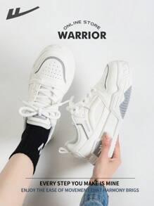 WARRIOR 勇士女鞋春夏轻便舒适透气简约风格休闲时尚运动鞋全年适用耐磨全天穿着训练运动鞋跑步鞋 - 白色 - 查看 9