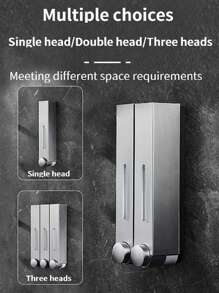 1pc Single/Double/Triple Head Soap Dispenser, Minimalist Design, Plastic Material, Suitable For Bathroom & Kitchen In Malls, Hotels, Homes, Hospitals, Schools, Wall-Mounted Manual Shower Gel, Shampoo, Soap Dispenser Home Bathroom Decor Fall Decor Back To School - Multicolor - View 3