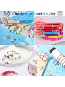 随机5/10/15/20/30/40/50股多色粘土珠，用于手链制作套装，聚合物粘土平珠，圆形圆珠，用于手链首饰制作，DIY项链 - Polymer Clay Beads - 查看 4