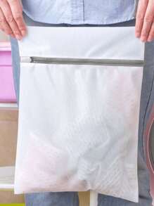 Large-Size Fine Mesh Laundry Bags, High-Quality Zipper Polyester Delicate Laundry Bags, Suitable For Storage And Dorm Use, Multi-Size Travel Storage Bags Travel Essentials Travel Accessories Travel Must Haves - White - View 7