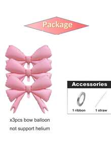 1/3 Unidades Globos con lazo rosa, decoraciones de fiesta con lazo rosa para decoración de cumpleaños rosa, globos gigantes de lámina para decoración de boda, compromiso, despedida de soltera