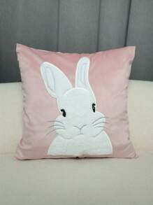 45x45cm Pink Rabbit Shaped Throw Pillow Case, Easter Decoration For Sofa, Living Room, Bedroom, Spring Festival Theme Gifts Birthday Graduation