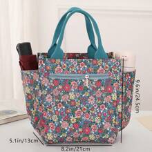 Large Capacity Handheld Insulated Lunch Bag Commuter With Lunch Bento Bag Outdoor Food Storage Picnic Bag All Over Printed Handheld Zipper Lunch Box Bag Outdoor Travel Bag