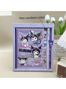 Sanrio Cartoon Sanrio Notepad Stationery Set Gift Box, Including Kuromi, Cinnamoroll, My Melody Coil Notebook, Pens, Stationery Set, Sanrio Planner, Suitable For Students, Kids, Birthday, Valentine's Day, Easter, New Year 2025, Back To School Gift (Random Style & Color)