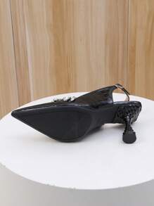Women's Pointed Toe High Heel Shoes, Rhinestone Chain Decor, Elegant Design With Open Heel