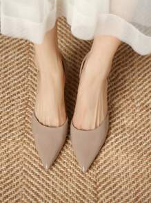 Xin Jing Shoes 2025秋冬新款女士时尚镂空高跟鞋，优雅，猫跟 - 杏色 - 查看 5