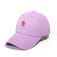 1 pieza Gorra de béisbol con bordado floral unisex para niños, linda y versátil, corona suave, ala curva, transpirable, para deportes al aire libre, campamento, protección solar