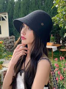 1 Peça Novo Chapéu de Sol Trançado com Capuz Vazado Primavera Feminino, Estilo Balde Respirável e Fashion, Adequado para Uso Casual, Passeio Diário, Caminhada e Compras na Primavera/Verão