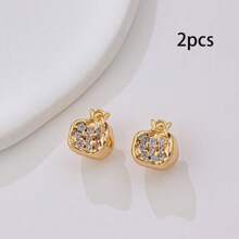 2/5pcs Copper With Cubic Zirconia Geometric Pomegranate Shaped Pendant, For DIY Bracelet, Necklace, Keychain, Jewelry Accessories