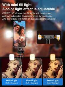 AXNEN Tripé de Selfie Portátil de 51" com Luz de LED, Rotação de 360°, Suporte de Celular Destacável, Tripé de Celular Versátil Extensível e Retrátil com Controle Remoto Sem Fio Compatível com iPhone e Smartphones Android/Câmera/GoPro