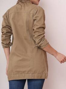 Max Women's Ripped Jeans Jacket Bloggers - 卡其色 - 查看 4