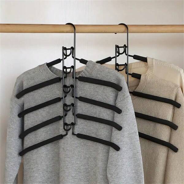 Maximaliseer de ruimte in uw kast met dit opvouwbare kledingrek met meerdere lagen! Multifunctionele hanger, 5-laags metalen sponskledinghanger kan worden gedemonteerd, High-End Magic antislip multifunctionele opberg- en organisatiehanger (de productkleur kan enigszins afwijken vanwege fotografieredenen), ruimtebesparende 5-laags metalen hanger - afneembare meerlaagse organizer