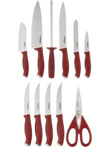 Juego de cuchillos de bloque de 12 piezas, juego de cuchillos con cuchillas de acero para corte preciso, ligero, acero inoxidable, duradero y apto para lavaplatos, C77SSW-12P