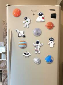 6pcs/Set Space Series Astronaut, Spaceship, Flying Saucer Refrigerator Magnets, Astronaut Creative Home Decor Magnets