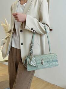 Neuer einfarbiger PU Schal-Beutel mit Reißverschluss-Innenfutter, modischer und vielseitiger französischer Achselbeutel, Damen Baguette-Tasche geeignet für tägliche Ausgänge von Damen, Einkaufspartys, Freundinnen, Weihnachts- und Valentinstaggeschenke