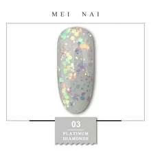Esmalte de uñas de platino con diamantes Miss Comoy de 15ML, nuevo modelo popular de 2025, el tamaño de los destellos de purpurina hace un degradado de color brillante, se necesita lámpara de secado de luz ultravioleta, manualidades de uñas, pegamento de uñas comúnmente usado en salones de uñas