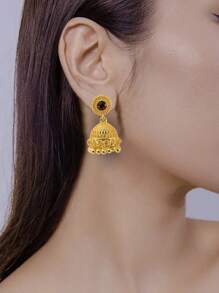 1 对时尚合金材质耳环，多色，精致流苏镂空设计，镶嵌水钻，适合节日、假日、度假、聚会场合，女士