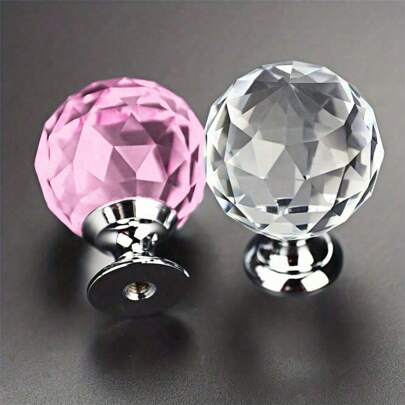 10pcs 30mm Round Crystal Glass Cabinet Knobs, Drawer Pulls Handles For Kitchen/Wardrobe Doors, Furniture Hardware