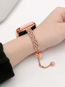 1pc Apple Watch Band , Hot New Elegant Female Gold Rose Gold Silver Black Luxurious Shiny Crystal Diamond Inlaid With Crystal Diamond Apple Watch All Crystal Diamond Adjustable Bracelet, Compatible With Se, S10/9/8/7/6/5/4/3 Series, Suitable For Boyfriend/Girlfriend Dates And Gifts, Apple Watch Smartwatch 40mm/41mm/42mm, Watch Accessories