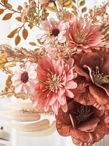 1 Bouquet Of Artificial Flowers, Including Artificial Anemone, Daisy And Eucalyptus, Realistic Texture, Suitable For Vases, Home Decor, Hotel Rooms, Wedding Decorations, Dining Table Centerpieces, Birthday Gifts, Graduation Ceremonies, Autumn Decorations And More. - Coral Pink - View 8