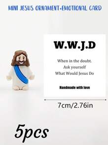 5/1 PVC Siliconen Materiaal Mini Jezus Beeld Paasdecoratie Ornament, Emotionele Ondersteuning, Emotionele Aanmoediging Cadeau Zak Knuffel Kaart, Een Beetje Dichtbij Van Mij Naar Jou, Gevuld Met Heel Veel Liefde En Dikke Knuffels Ook! Hou Heel Veel Van Jou, Jezus Zegen Je