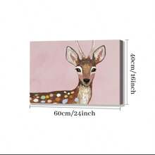 1 Pc Framed Pastel Watercolor Baby Forest Deer Fawn Nature Animals Illustrations Modern Wall Art Textured Canvas Poster Painting Wall Decor For Bedroom Living Room, Ready To Hang
