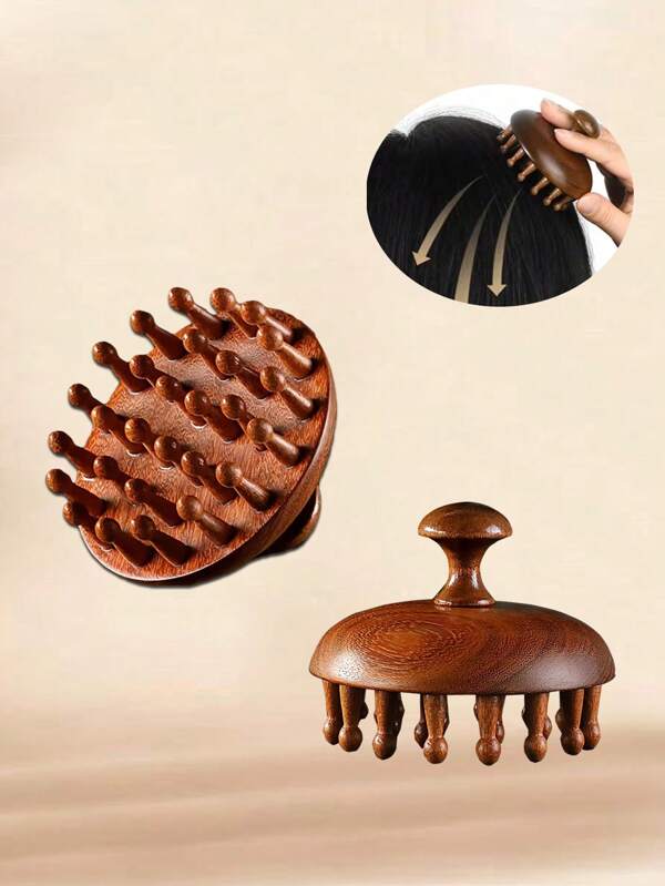 1pc Natural Sandalwood Hair Comb With Disc For Scalp Massage And Meridian Stimulation - Smooth, Healthy Hair Care Tool For Relaxation And Circulation, Scalp Massager