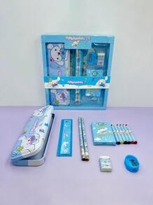 Sanrio Set de caja de regalo con personaje de dibujos animados de Sanrio Hello Kitty y Kuromi, incluye lápiz, cuaderno, sacapuntas, estuche de lápices, regla y borrador, , regalos de vuelta a la escuela