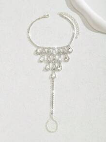 时尚镂空水滴水钻脚链，女士海滩派对婚礼首饰