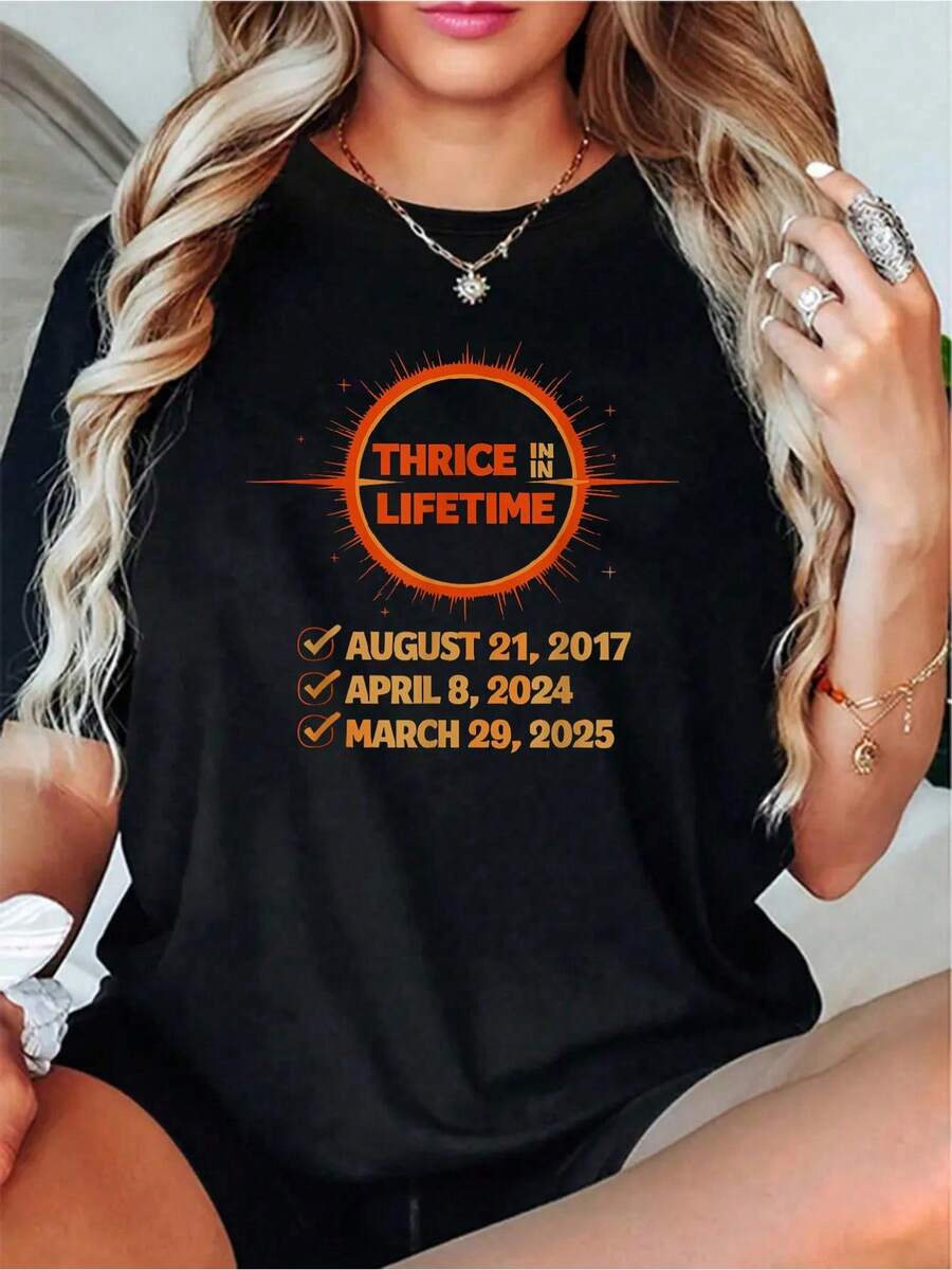 2025 Partial Solar Eclipse USA Eclipse March 29 2025 T-Shirt- Short Sleeve, Casual, Breathable, Comfortable, Summer & Spring Essential