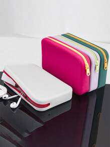 Minimalist Silicone Storage Electronic Accessories Bag, Zipper Carry On Bag, Portable Data Cable Bag - Multicolor - View 3