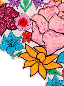 1pc Red Heart Flower Patch, Polyester Fabric Embroidery Applique, Versatile For Clothing, Shoes, Accessories - Multicolor - View 4