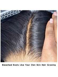 Tóc giả pha trộn - Sự kết hợp giữa tóc thật pha trộn và tóc giả ren tổng hợp 13 * 4 phía trước với tóc bob xung quanh tóc trẻ em màu đen tự nhiên, mật độ 180% đường chân tóc tự nhiên được ủi trước, cắt trước, kéo trước, ren trong suốt phù hợp với mọi người, không dễ thắt nút, tụ tập hàng ngày và sử dụng (Tóc giả bob 6-16 inch) Tóc pha trộn - Tự nhiên & Đen - Xem 5