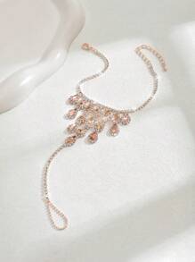 时尚镂空水滴水钻脚链，女士海滩派对婚礼首饰